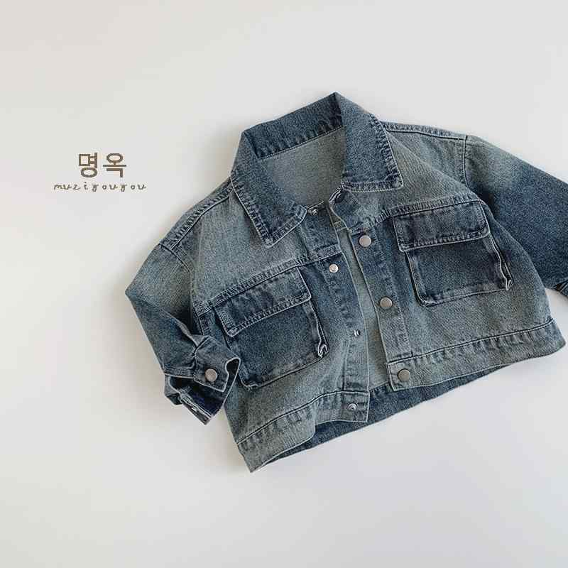 ジャケット キッズ 男女兼用 子供服 デニム Gジャン アウター トップス 秋物 80cm 90cm 100cm 110cm 120cm 130cm グレーブルー 綿
