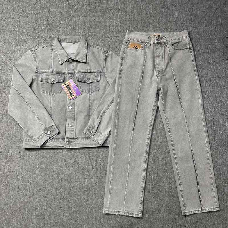 ジャケット メンズ デニム Gジャン ジージャン グレー 春秋物 防風 ゆったり ルーズフィット 綿 長袖 トップス アウター カジュアル スポーティ(x2)