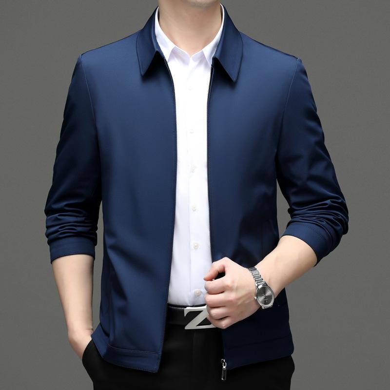 ジャケット 男性用 桑蚕? アウター 春秋 薄手 ビジネス カジュアル 紳士服 上着 長袖 深青