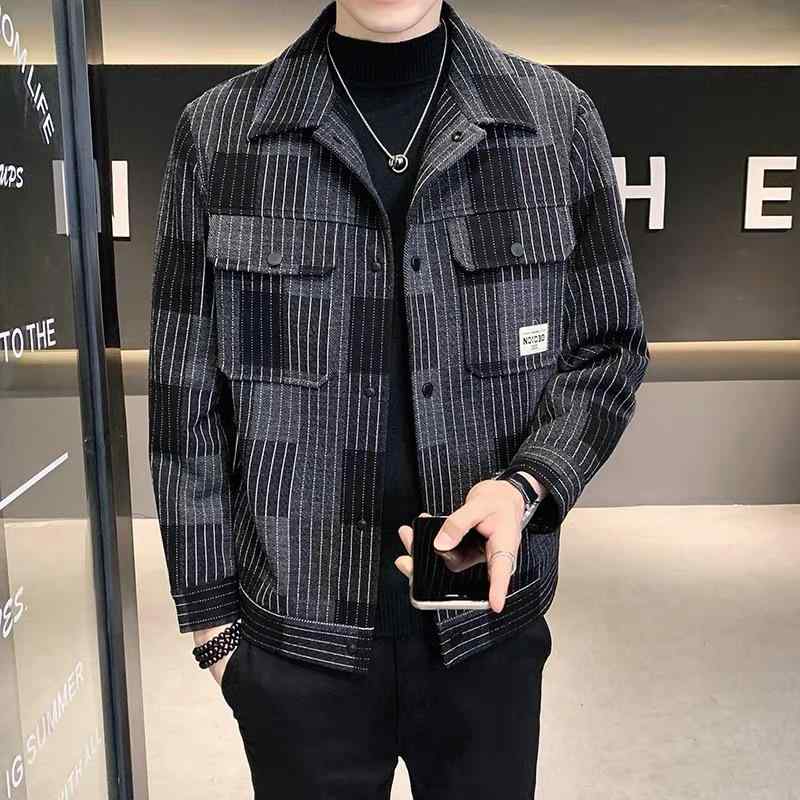 ジャケット メンズ ウール ショート丈 コート 秋冬 韓国 テーラード ポリエステル ブラック グレー