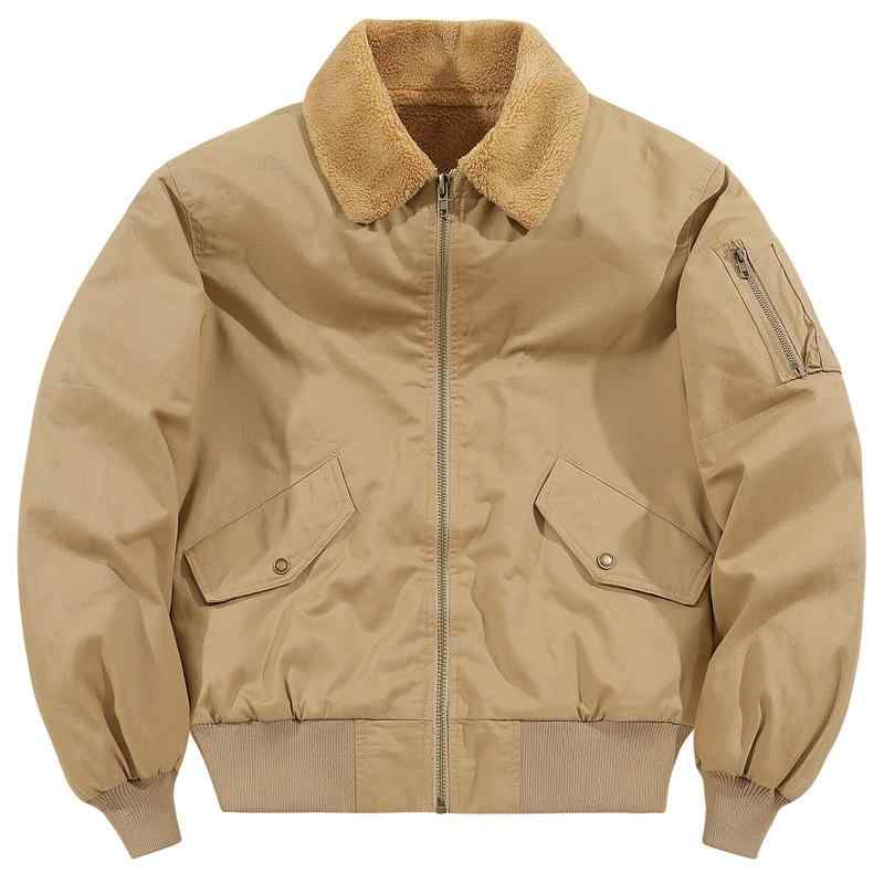 ジャケット メンズ 男性用 秋冬 裏起毛 防寒 防風 アウター 綿 コットン 暖かい 厚手 ゆったり ミリタリー アメカジ ブルゾン ジャンパー 黒 カーキ ベージュ XS S M L XL XXL