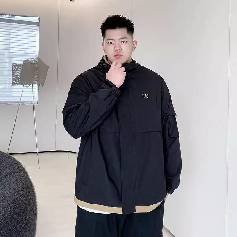 ジャケット 男性用 大きいサイズ ゆったり 耐摩耗 長袖 コーデュロイ 切り替え フード付き 秋冬 黒 ブラック