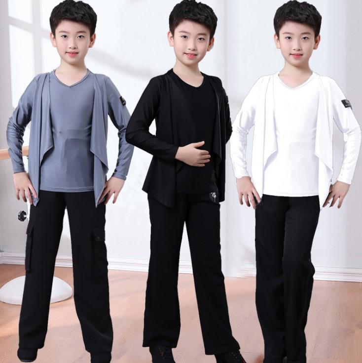 ダンス衣装 キッズ 男の子 ラテンダンス 練習着 長袖 セットアップ 春秋 国際標準ダンス 発表会 競技用 ポリエステル ブラック ホワイト 4,491円