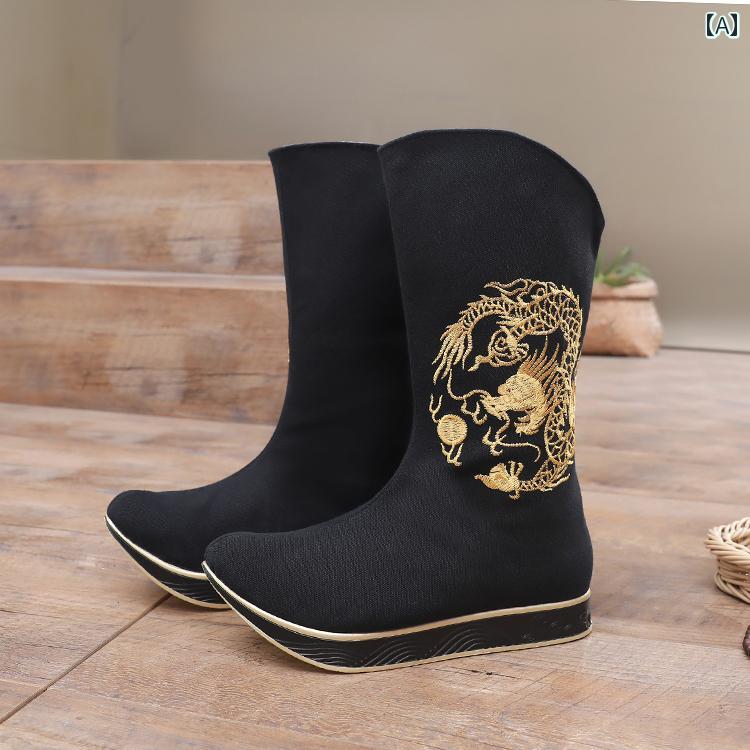 レトロ 衣装 漢服 メンズシューズ エスニック ロング ブーツ ソープ COS 唐 宋 官 明 弓 厚底 レンジャー.カラフルカラーオシャレ
