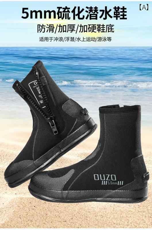 5 ミリメートル ダイビング シューズ OUZO 厚手 滑り止め 耐摩耗性 シュノーケリング ビーチ サーフィン 加 硫 靴 リバー トレース ハイ トップ ブーツ｜LINEAR shop