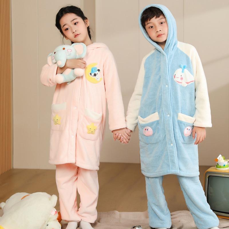 キッズ パンツ 冬用 暖パン サンゴフリース 裾絞り ルームウェア ゆったり 厚手 子供用 部屋着 桃ピンク系(x2)
