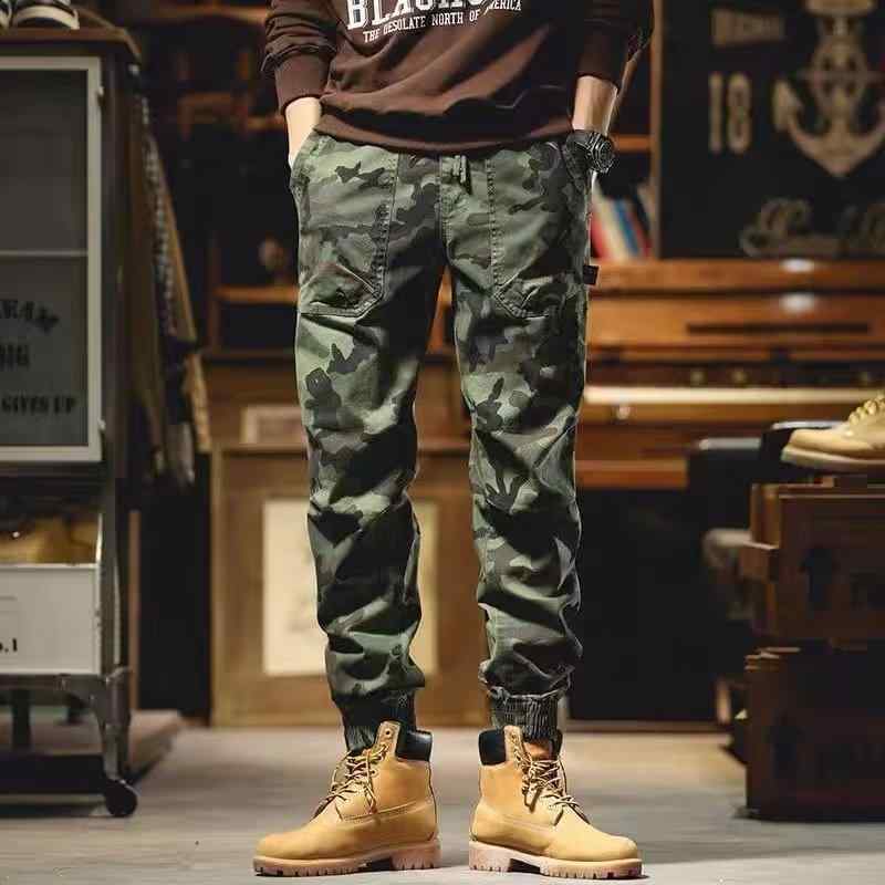 カーゴパンツ メンズ ミリタリー ワークパンツ 迷彩柄 ゆったり ストレート カーゴパンツ ズボン ワークパンツ 作業着 作業服 カーキ ポリエステル