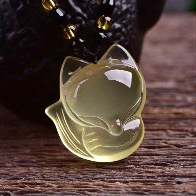 ネックレス レディース メンズ 黄水晶 キツネ ペンダント かわいい アニマルモチーフ 東海産(x2)