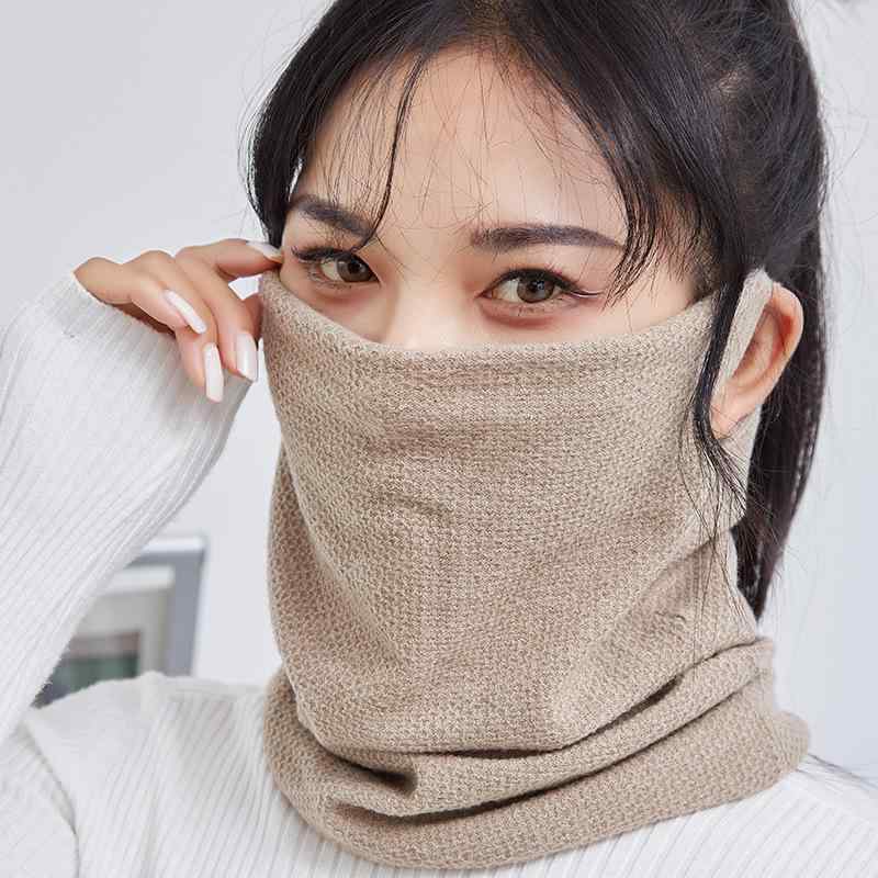 ネックウォーマー 男女兼用 秋冬 羊毛 ニット 厚手 防寒 保温 スヌード 首巻き 無地 黒 白 グレー ベージュ 通勤 通学(x2)