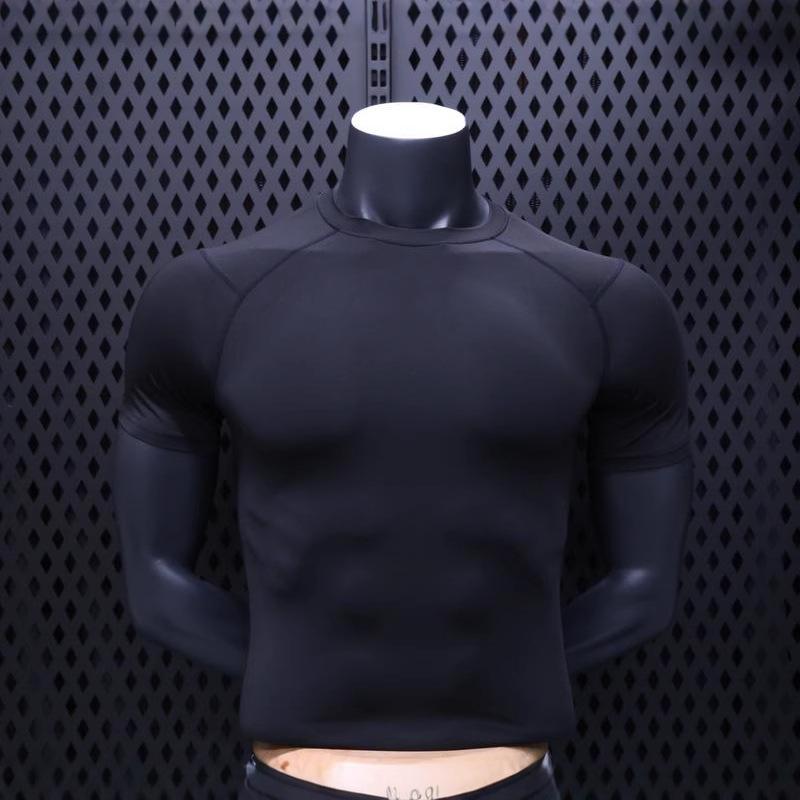 Tシャツ メンズ スポーツウェア トレーニングウェア 薄手 吸湿速乾性 ラウンドネック 半袖 ポリエステル ブラック ホワイト グレー グリーン レッド(x2)