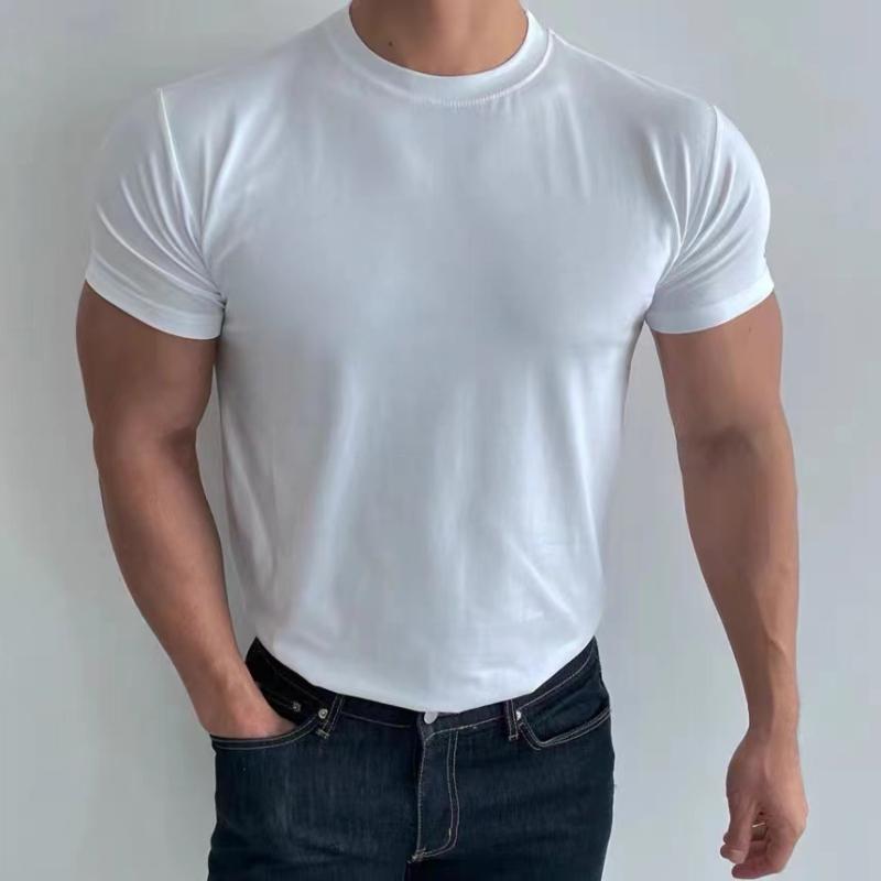 Tシャツ メンズ スリムフィット コットン 半袖 無地 インナー ランニング トップス 薄手 接触冷感 ホワイト ブラック グレー