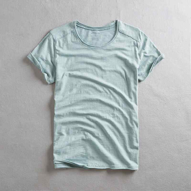 Tシャツ メンズ 半袖 コットン クルーネック スリム 薄手 無地 トップス カットソー カジュアル スタイル ホワイト ブラック グレー グリーン レッド 春夏(x2)