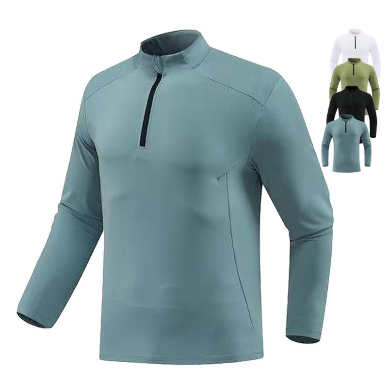 Tシャツ メンズ 男性用 長袖 スポーツ トレーニング ランニング ウェア トップス アウトドア カジュアル 無地 立襟 秋冬 春(x2)