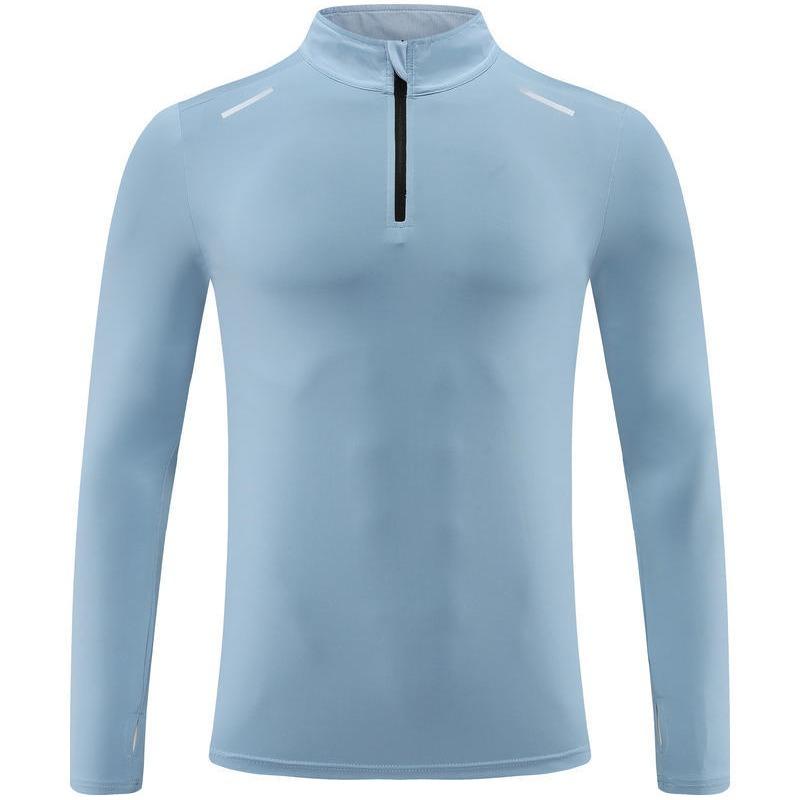 Tシャツ メンズ 男性用 長袖 スポーツウェア ランニング トレーニング ウェア アウトドア ハーフジップ 秋冬 ブラック 深グレー 浅ブルー