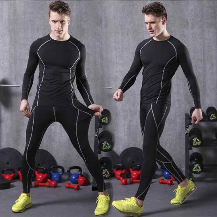 スポーツウェア メンズ 秋冬用 コンプレッションウェア セットアップ 長袖 インナーシャツ ロングパンツ トレーニングウェア 吸湿速乾 通気性 ストレッチ素材 サッカー バスケットボール ランニング グレー グリーン