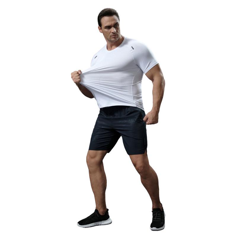 Tシャツ メンズ ヨガウェア スポーツ トレーニング 半袖 薄手 ルーズ フィットネス ランニング トップス 吸湿速乾 通気性 ホワイト 紺色