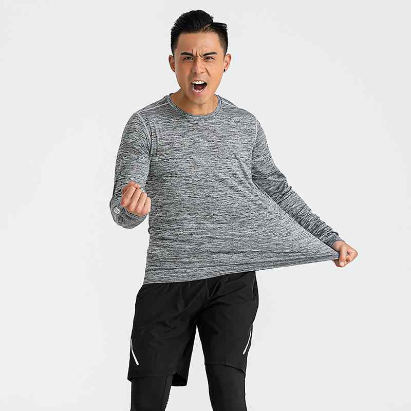 Tシャツ メンズ 男性用 長袖 丸首 トップス 運動 ・煥? 健身 トレーニングウェア インナーシャツ カジュアル スタイル ポリエステル 彩藍 宝藍 グレー 黒