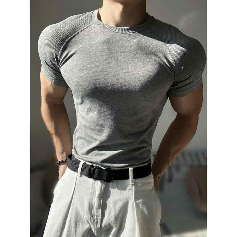 Tシャツ メンズ 男性用 半袖 無地 接触冷感 吸湿速乾 トレーニング スポーツ ウェア トップス 伸縮性 ストレッチ ジム ヨガ カジュアル 普段使い グレー ブラック ホワイト