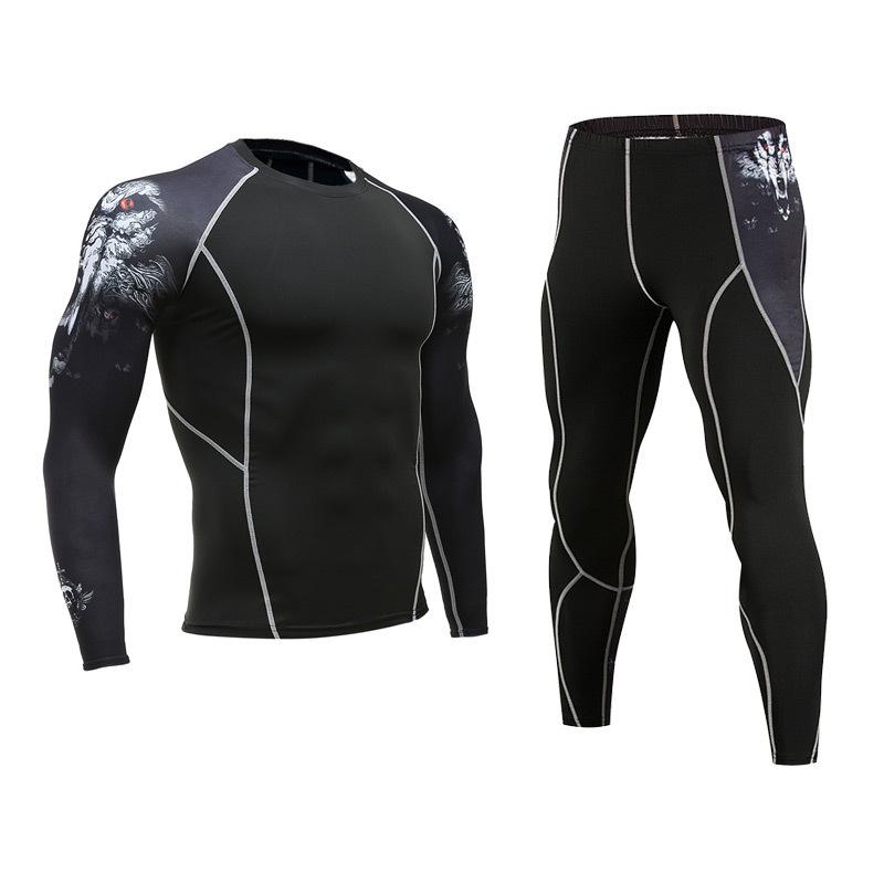 スポーツウェア メンズ 長袖Tシャツ タイツ セットアップ 男性用 トレーニングウェア 上下セット 吸湿速乾 伸縮性 運動着 ランニングウェア ジムウェア 春