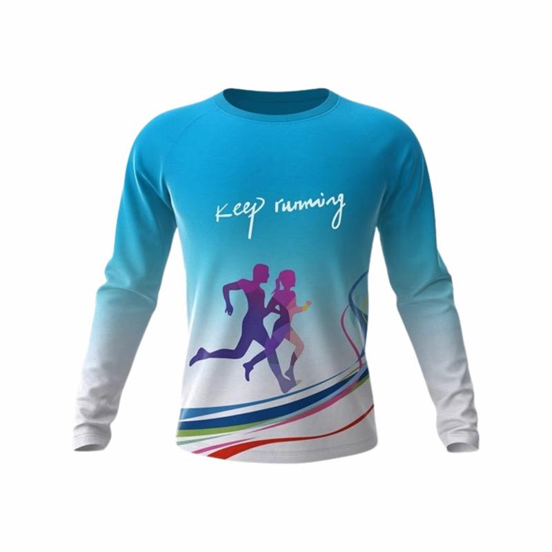 Tシャツ 男性用 ランニングウェア 長袖 丸首 吸湿速乾 トレーニングウェア スポーツウェア ポリエステル 全身プリント レッド パープル オレンジ グリーン ブルー ピンク系(x10)