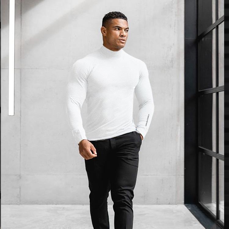 Tシャツ メンズ 男性用 長袖 秋冬 スポーツ ウェア 速乾性 ランニング バスケットボール トレーニング ストレッチ タイト フィットネス ウエア ポリエステル ブラック ホワイト グレー ネイビー(x2)