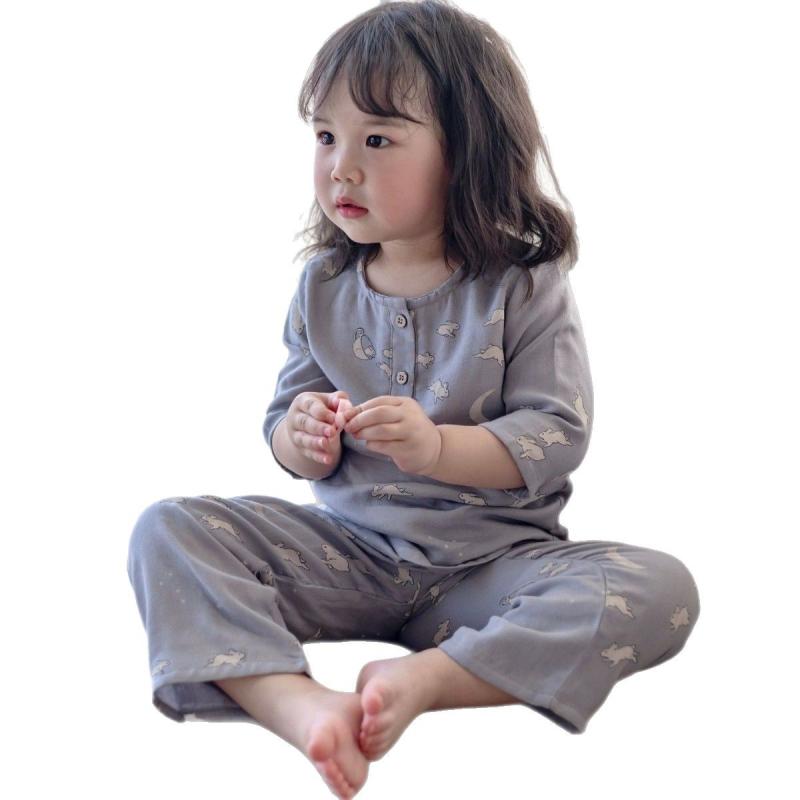 子供用 パジャマ 上下セット 竹繊維 ガーゼ 薄手 七分袖 ルームウェア 春夏 秋冬 男の子 女の子 80 90 100 110 120 130 140cm かわいい アニマル柄