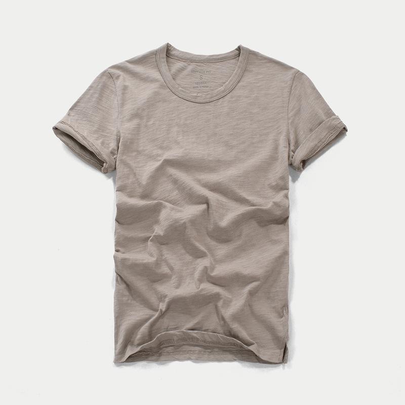 Tシャツ メンズ 半袖 スリム 薄手 竹節綿 無地 クルーネック トップス カットソー 春夏 ホワイト グリーン ブラック イエロー ピンク(x2)