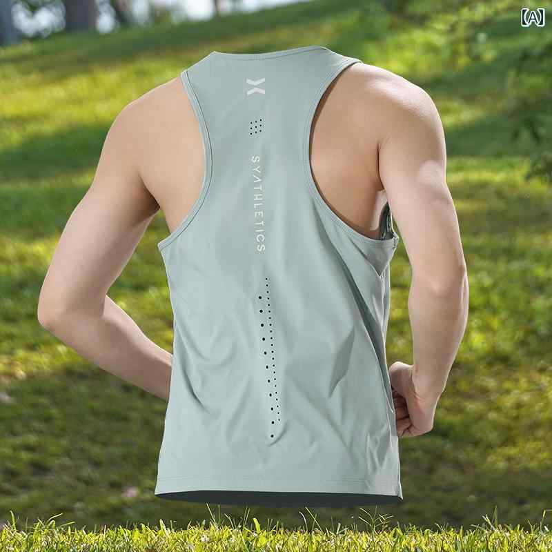 ランニング ベスト メンズ 速乾性 マラソン ナロー ショルダー トップ 夏 フィットネス ノースリーブ スポーツ Tシャツ 服.オシャレ