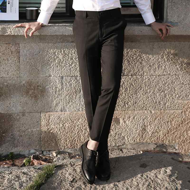 スラックス メンズ 男性用 ストレート 黒 ブラック ビジネス ロングパンツ 韓国 制服 ズボン ボトムス 高腰 ワークパンツ 普段使い ポリエステル 無地(x2)