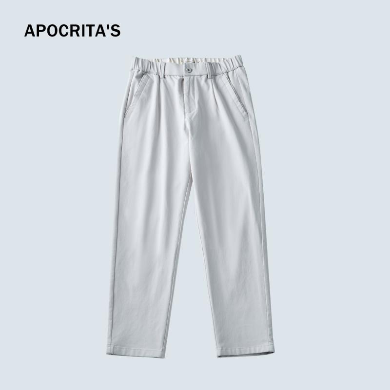 パンツ メンズ 男性用 ビジネス カジュアル スラックス ロングパンツ コットン混紡 小さめストレート 普段使い 通勤着 秋物 ブラック カーキ グレー(x3)|LINEAR shop