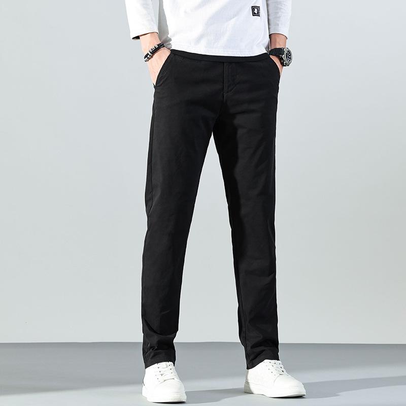 パンツ 男性用 ズボン コットン グレー グレー ビジネス カジュアル ロングパンツ ストレート 薄手 伸縮性 吸湿性 ポケット