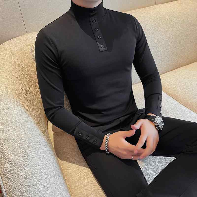 Tシャツ メンズ 男性用 秋冬 長袖 ハーフハイネック 無地 インナー トップス 亜麻 リネン 混紡 ゆったり ルーズフィット 白 黒 4,255円