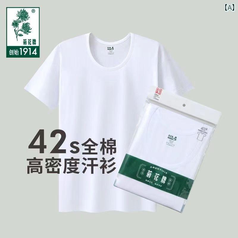 本物の 上海 菊 42 綿 ラウンドネック 老人 シャツ 文化 スウェット 夏 薄手カラフルカラーオシャレシンプルスタイル