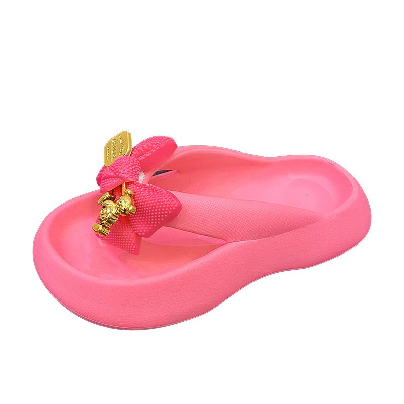 サンダル レディース 厚底 EVA 防臭 快適 歩きやすい 疲れにくい ビーサン スリッパ カジュアル かわいい カートゥーン ベアー クマ アニマルモチーフ 蝶結び リボン 白 黒 ピンク系 緑 36 37 38 39 40 41画像