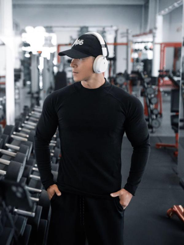 Tシャツ メンズ 男性用 スポーツウェア トレーニングウェア ランニングウェア 長袖 ポリエステル 無地 ハイネック 秋冬 伸縮性 防皺 普段使い 部屋着 ブラック ホワイト ブラウン グレー
