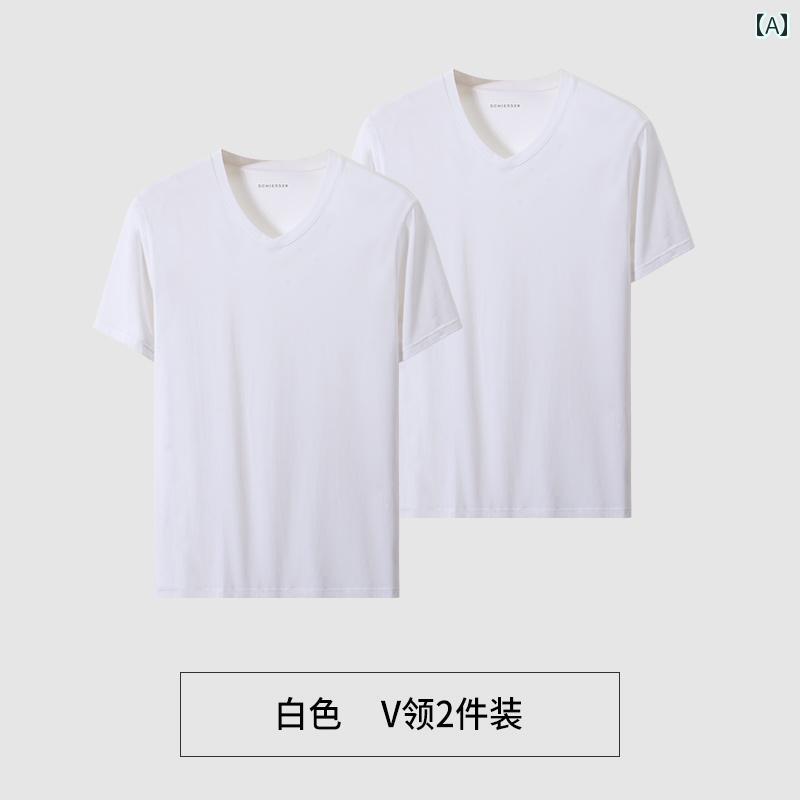 2枚 セット シュ ヤ 下着 Tシャツ メンズ 薄手 コットン 秋 白黒 Vネック 半袖 ボトムス スウェット ベストカラフルカラーオシャレ