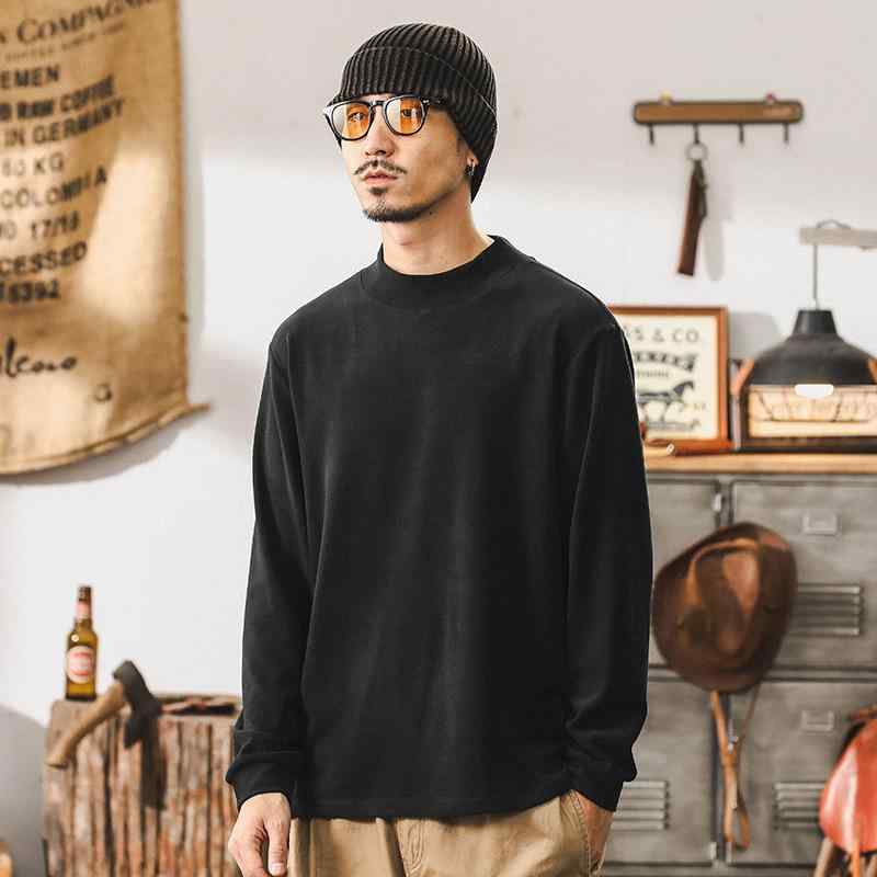 Tシャツ メンズ 裏起毛 あったか インナー 長袖 トップス カットソー 秋冬 綿混紡 半ハイネック プルオーバー ゆったり アメカジ カジュアル 普段使い