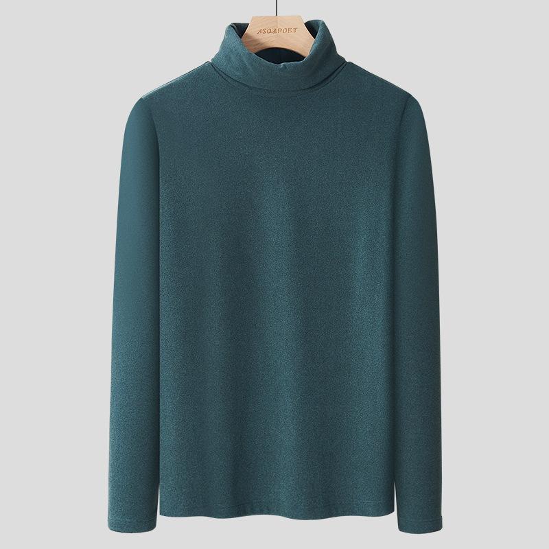 Tシャツ メンズ 男性用 ハイネック カットソー 秋冬 裏起毛 あったか インナー 長袖 トップス スリムフィット 無地 ポリエステル ブラック ホワイト グレー
