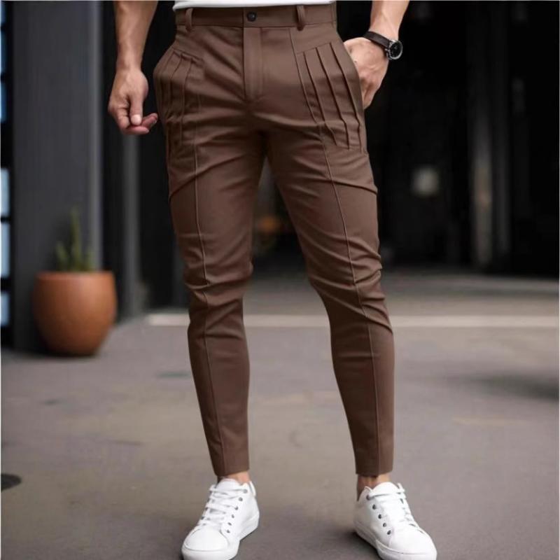 パンツ メンズ 男性用 スリムフィット 無地 ジップフライ ストレッチ 伸縮性 ズボン ボトムス スキニーパンツ 高弾性 黒/茶/グレー/青 28(S)/30(M)/32(L)/34(XL)/36(2XL)/38(3XL) 春秋