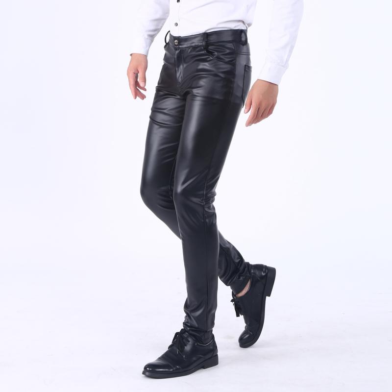 パンツ メンズ 男性用 スキニーパンツ レギンス レザーパンツ スリムフィット ストレッチ 伸縮性 小尻効果 細身 美脚 無地 春秋 黒 ブラック