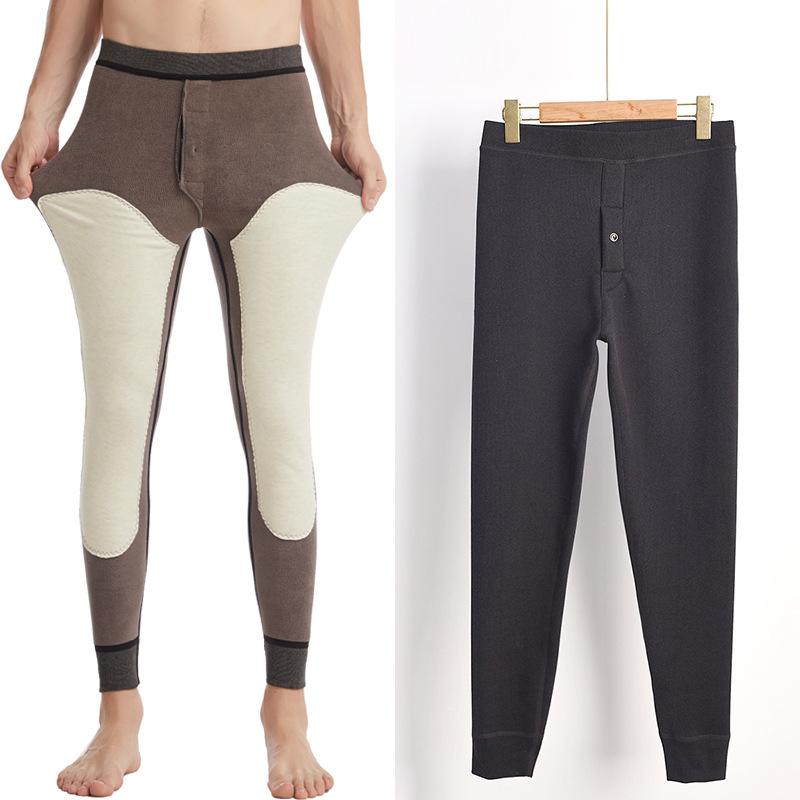 パンツ メンズ 男性用 裏起毛 防寒 暖か 極暖 厚手 ズボン 下着 レギンス スパッツ インナー 膝あて付 アクリル 無地 あったか 秋冬(x3)
