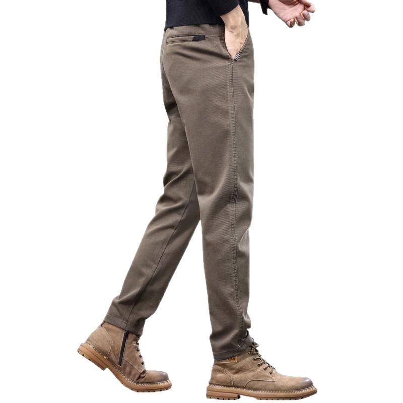 パンツ メンズ 男性用 ズボン カーキ 伸縮性 ストレッチ ストレート デニムパンツ ビジネス カジュアル スラックス 普段使い 通勤着 秋物 コーヒー色 黒 ブラック ダークグレー