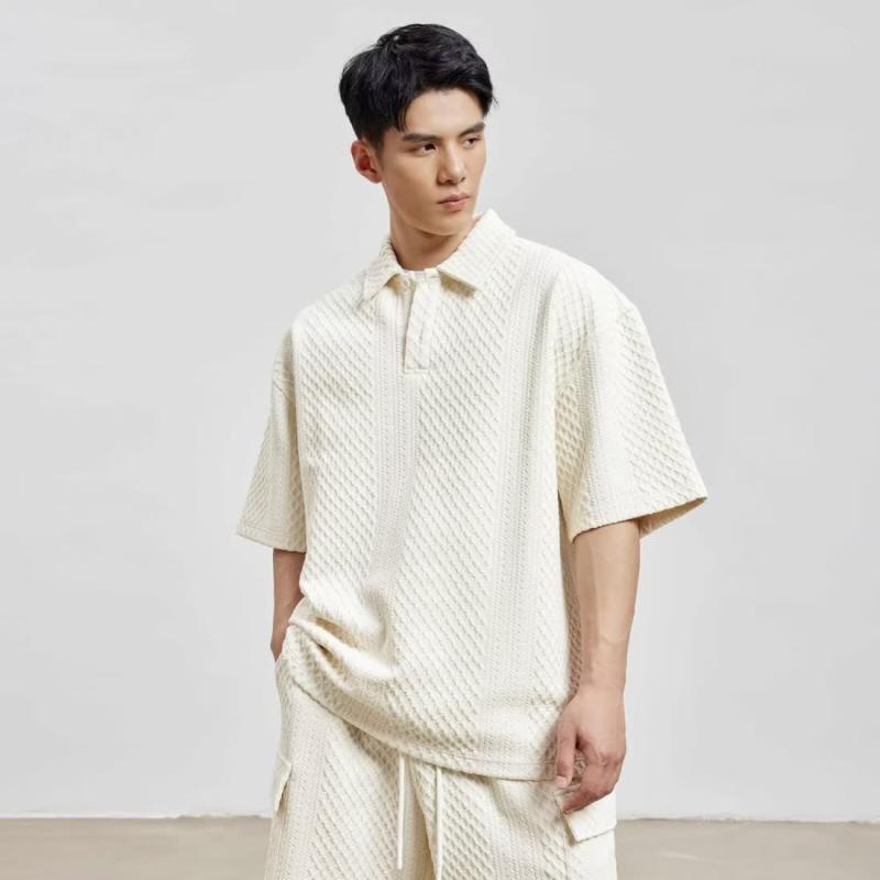 Tシャツ 男性用 大きいサイズ 薄手 無地 半袖 ポロシャツ ショートパンツ セットアップ ポリエステル 部屋着 普段使い リラックス スポーツ