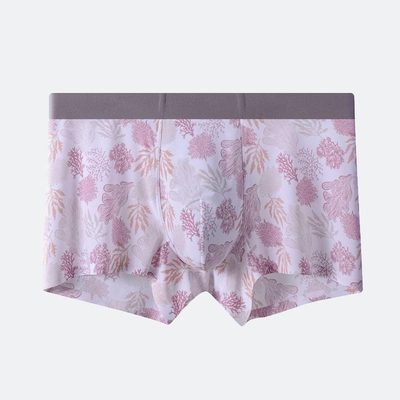 メンズ 下着 男性用 パンツ 接触冷感 インナー 無縫製 シームレス 速乾 通気 花柄 プリント 平角 トランクス L XL 2XL 3XL 春夏(x3)