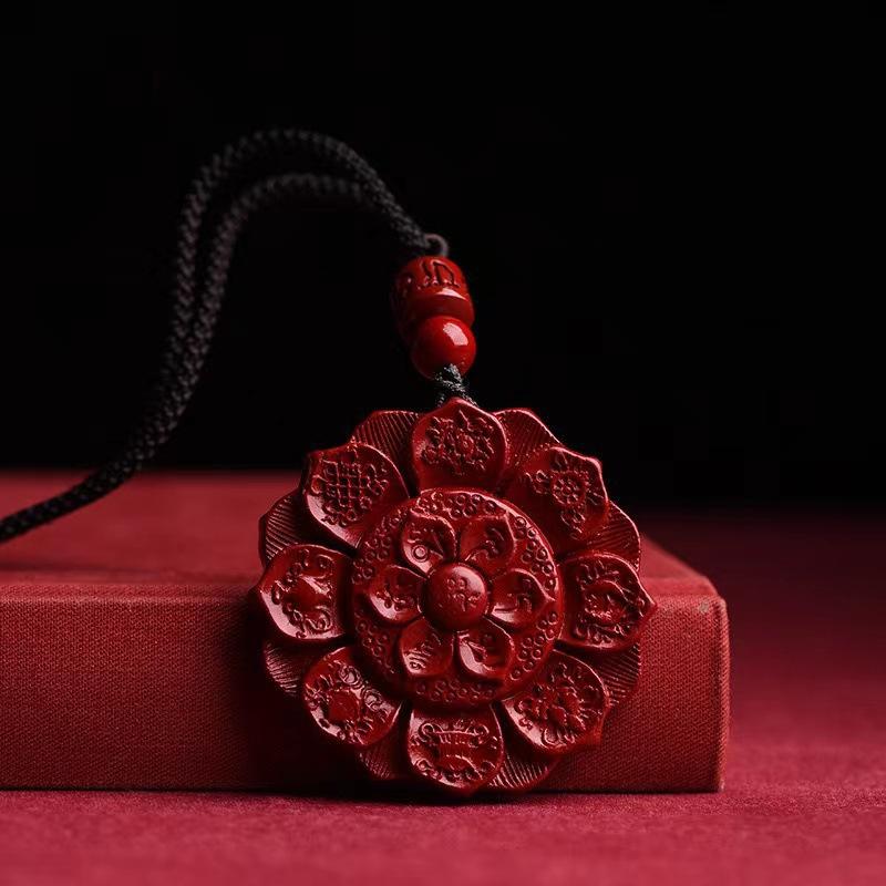 ネックレス メンズ レディース 朱砂 八宝 蓮花 ペンダント 紫金砂 お守り アクセサリー 新中式 個性 ギフト ラッキーアイテム