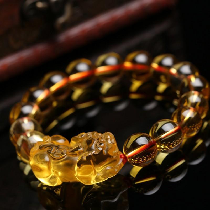 ブレスレット レディース メンズ アクセサリー ギフト エスニック 黄水晶 貔貅 ヒキュウ ラッキーアイテム