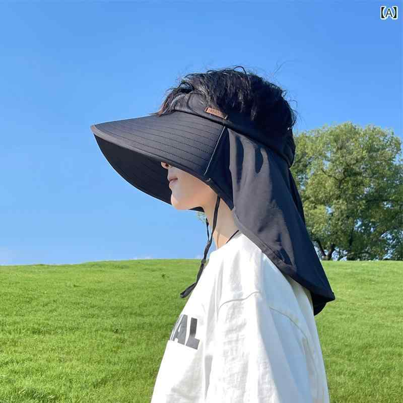 メンズの つばの 広い バイザー 帽子 夏 日焼け防止 ネック プロテクター ショール 釣り.カラフルカラーオシャレシンプルスタイル
