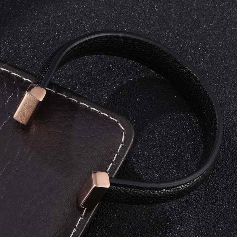 ブレスレット 男性用 ステンレス 電気メッキ加工 革 C型 調整可能 伸縮性 バングル カップル ペアアクセサリー 赤 緑 青 紫 黒 白 茶色 ピンク系 ゴールド(x2)