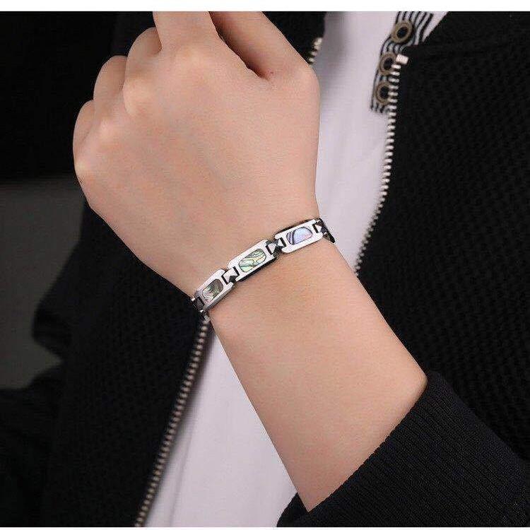 ブレスレット メンズ 男性用 タングステン 磁気 ゲルマニウム ヘルスケア 磁石 健康 アクセサリー 菱形 チェーン シルバー(x2)
