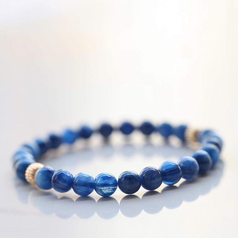 ブレスレット ペア 藍晶石 藍晶石(ランキョクセキ) 水晶 DIY 男性用 女性用 ユニセックス 65mm 8mm 記念日 展示会 広告 販促 従業員 福利 周年 慶典 ビジネス ギフト 開業式
